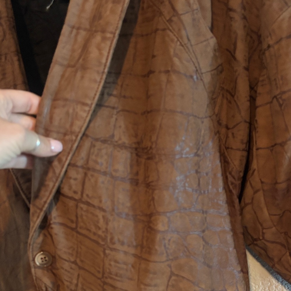 Michael Hoban Crocodile Pattern Brown Blazer - image 3